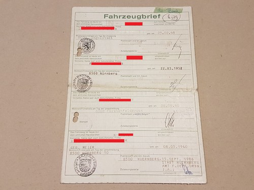 Fahrzeugbrief kfz brief 1977 - kfz,